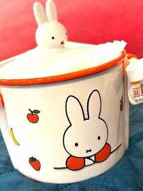 miffy White Ceramic Baking dish with Orange Accents and Fruit Motif